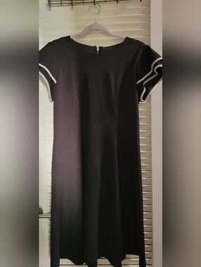 Shelby & Palmer Black Midi Dress with White Trim